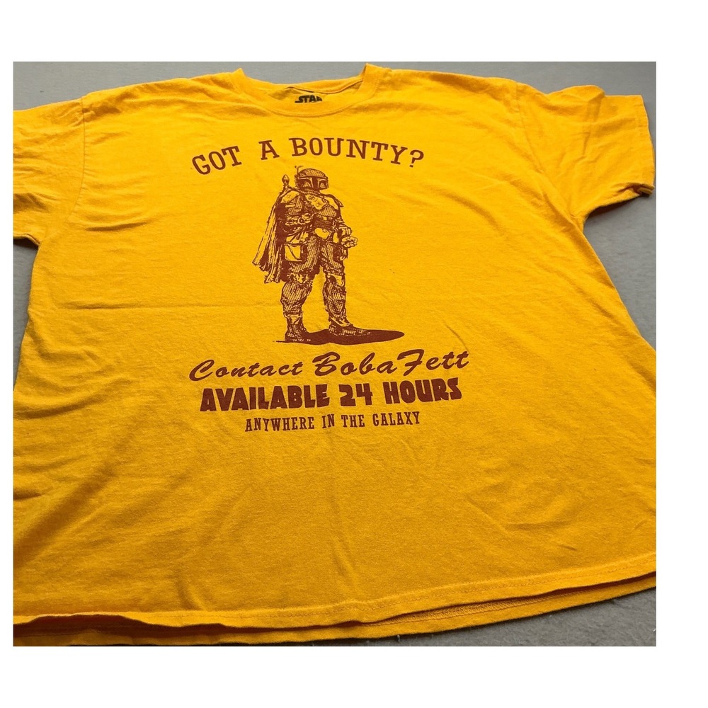 Star Wars Boba Fett‎ Graphic T-Shirt Yellow Mad Engine XL Sci-Fi Bounty Hunter